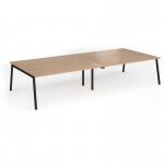Connex Angled 3600 x 1600 x 725mm Back to Back Desk (4 x 1800mm) - Black Frame Beech Top ACO36L16-K-B