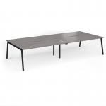 Connex Angled 3600 x 1600 x 725mm Back to Back Desk (4 x 1800mm) - Black Frame Grey Oak Top ACO36L16-K-GO