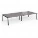 Connex Angled 3600 x 1600 x 725mm Back to Back Desk (4 x 1800mm) - Black Frame Grey Oak Top ACO36L16-K-GO