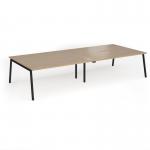Connex Angled 3600 x 1600 x 725mm Back to Back Desk (4 x 1800mm) - Black Frame Kendal Oak Top ACO36L16-K-KO