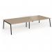 Connex Angled 3600 x 1600 x 725mm Back to Back Desk (4 x 1800mm) - Black Frame Kendal Oak Top ACO36L16-K-KO