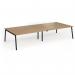 Connex Angled 3600 x 1600 x 725mm Back to Back Desk (4 x 1800mm) - Black Frame Oak Top ACO36L16-K-O