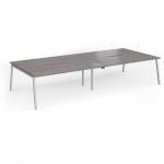 Connex Angled 3600 x 1600 x 725mm Back to Back Desk (4 x 1800mm) - Silver Frame Grey Oak Top ACO36L16-S-GO