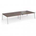 Connex Angled 3600 x 1600 x 725mm Back to Back Desk (4 x 1800mm) - Silver Frame Walnut Top ACO36L16-S-W