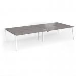 Connex Angled 3600 x 1600 x 725mm Back to Back Desk (4 x 1800mm) - White Frame Grey Oak Top ACO36L16-WH-GO