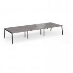 Connex Angled 4200 x 1600 x 725mm Back to Back Desk (6 x 1400mm) - Black Frame Grey Oak Top ACO4216-K-GO