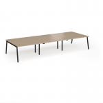 Connex Angled 4200 x 1600 x 725mm Back to Back Desk (6 x 1400mm) - Black Frame Kendal Oak Top ACO4216-K-KO