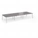Connex Angled 4200 x 1600 x 725mm Back to Back Desk (6 x 1400mm) - Silver Frame Grey Oak Top ACO4216-S-GO