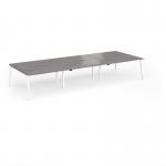 Connex Angled 4200 x 1600 x 725mm Back to Back Desk (6 x 1400mm) - White Frame Grey Oak Top ACO4216-WH-GO