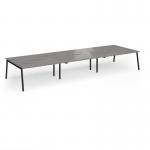 Connex Angled 4800 x 1600 x 725mm Back to Back Desk (6 x 1600mm) - Black Frame Grey Oak Top ACO4816-K-GO