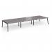 Connex Angled 4800 x 1600 x 725mm Back to Back Desk (6 x 1600mm) - Black Frame Grey Oak Top ACO4816-K-GO