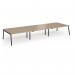 Connex Angled 4800 x 1600 x 725mm Back to Back Desk (6 x 1600mm) - Black Frame Kendal Oak Top ACO4816-K-KO