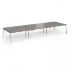 Connex Angled 4800 x 1600 x 725mm Back to Back Desk (6 x 1600mm) - Silver Frame Grey Oak Top ACO4816-S-GO