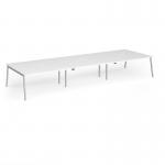 Connex Angled 4800 x 1600 x 725mm Back to Back Desk (6 x 1600mm) - Silver Frame White Top ACO4816-S-WH
