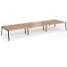 Connex Angled 5400 x 1600 x 725mm Back to Back Desk (6 x 1800mm) - Black Frame Beech Top ACO5416-K-B