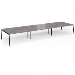 Connex Angled 5400 x 1600 x 725mm Back to Back Desk (6 x 1800mm) - Black Frame Grey Oak Top ACO5416-K-GO
