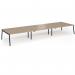 Connex Angled 5400 x 1600 x 725mm Back to Back Desk (6 x 1800mm) - Black Frame Kendal Oak Top ACO5416-K-KO