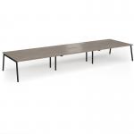 Connex Angled 5400 x 1600 x 725mm Back to Back Desk (6 x 1800mm) - Black Frame Nebraska Oak Top ACO5416-K-NO