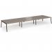 Connex Angled 5400 x 1600 x 725mm Back to Back Desk (6 x 1800mm) - Black Frame Nebraska Oak Top ACO5416-K-NO