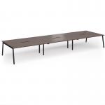 Connex Angled 5400 x 1600 x 725mm Back to Back Desk (6 x 1800mm) - Black Frame Walnut Top ACO5416-K-W