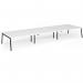 Connex Angled 5400 x 1600 x 725mm Back to Back Desk (6 x 1800mm) - Black Frame White Top ACO5416-K-WH