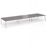 Connex Angled 5400 x 1600 x 725mm Back to Back Desk (6 x 1800mm) - Silver Frame Grey Oak Top ACO5416-S-GO