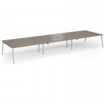 Connex Angled 5400 x 1600 x 725mm Back to Back Desk (6 x 1800mm) - Silver Frame Nebraska Oak Top ACO5416-S-NO