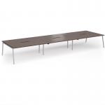 Connex Angled 5400 x 1600 x 725mm Back to Back Desk (6 x 1800mm) - Silver Frame Walnut Top ACO5416-S-W