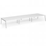 Connex Angled 5400 x 1600 x 725mm Back to Back Desk (6 x 1800mm) - Silver Frame White Top ACO5416-S-WH