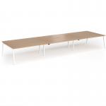 Connex Angled 5400 x 1600 x 725mm Back to Back Desk (6 x 1800mm) - White Frame Beech Top ACO5416-WH-B