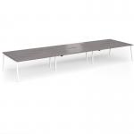 Connex Angled 5400 x 1600 x 725mm Back to Back Desk (6 x 1800mm) - White Frame Grey Oak Top ACO5416-WH-GO