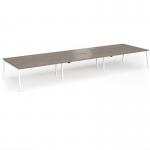 Connex Angled 5400 x 1600 x 725mm Back to Back Desk (6 x 1800mm) - White Frame Nebraska Oak Top ACO5416-WH-NO