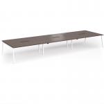 Connex Angled 5400 x 1600 x 725mm Back to Back Desk (6 x 1800mm) - White Frame Walnut Top ACO5416-WH-W