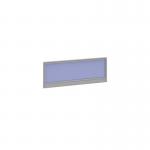 Straight glazed desktop screen 1000mm x 380mm - electric blue with silver aluminium frame