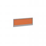 Straight glazed desktop screen 1000mm x 380mm - mandarin orange with silver aluminium frame