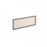 Straight glazed desktop screen 1000mm x 380mm - polar white with silver aluminium frame AG1000-S-W