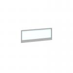 Straight glazed desktop screen 1000mm x 380mm - polar white with silver aluminium frame AG1000-S-W