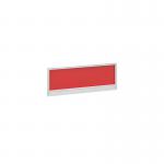 Straight glazed desktop screen 1000mm x 380mm - chili red with white aluminium frame