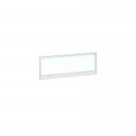 Straight glazed desktop screen 1000mm x 380mm - polar white with white aluminium frame AG1000-WH-W