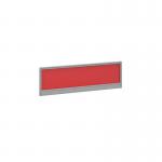 Straight glazed desktop screen 1200mm x 380mm - chili red with silver aluminium frame