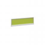 Straight glazed desktop screen 1200mm x 380mm - acid green with white aluminium frame