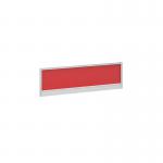 Straight glazed desktop screen 1200mm x 380mm - chili red with white aluminium frame