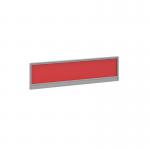 Straight glazed desktop screen 1400mm x 380mm - chili red with silver aluminium frame