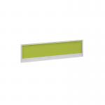 Straight glazed desktop screen 1400mm x 380mm - acid green with white aluminium frame