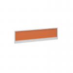 Straight glazed desktop screen 1400mm x 380mm - mandarin orange with white aluminium frame