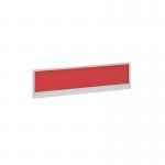 Straight glazed desktop screen 1400mm x 380mm - chili red with white aluminium frame