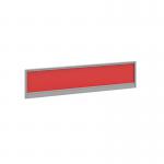 Straight glazed desktop screen 1600mm x 380mm - chili red with silver aluminium frame