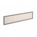 Straight glazed desktop screen 1600mm x 380mm - polar white with silver aluminium frame AG1600-S-W