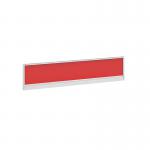 Straight glazed desktop screen 1600mm x 380mm - chili red with white aluminium frame