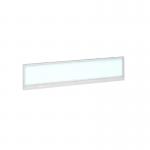 Straight glazed desktop screen 1600mm x 380mm - polar white with white aluminium frame AG1600-WH-W